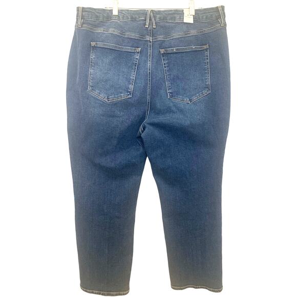 Good American Jeans 24 Blue Straight Leg High Rise Stretch Denim Med Wash NWOT - Picture 2 of 10